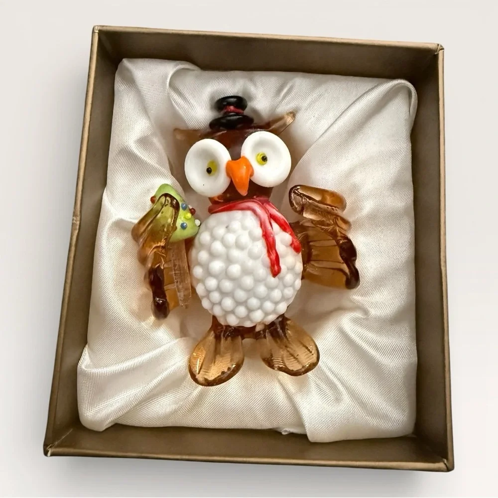 Pier 1 Imports Hand-Blown Art Glass Owl Figurine - New in Box